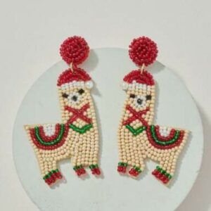 Gold Plated Seed Beaded Llama Earrings