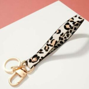 Gold plated Animal Print PU Calf Hair Key Strap