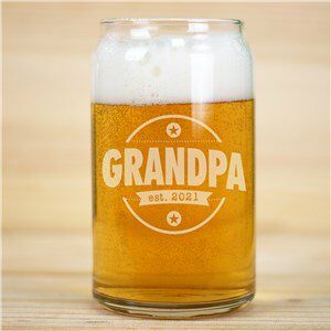 Grandpa Engraved Beer Can Glass