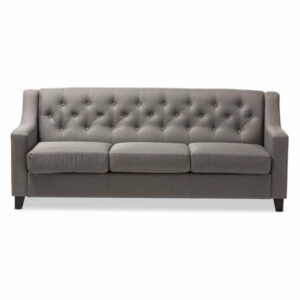 Gray Fabric Upholstered Button-Tufted Living Room 3-Seater Sofa