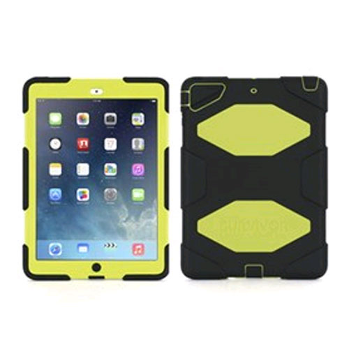 Griffin Survivor Hybrid Case with Stand for Apple iPad Air (Black/Citrus)