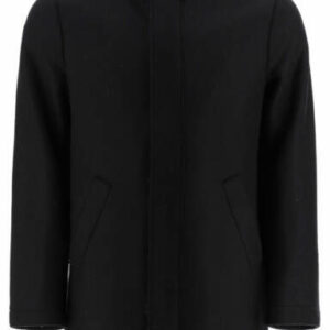 HARRIS WHARF LONDON HOODED WOOL PARKA 48 Black Wool