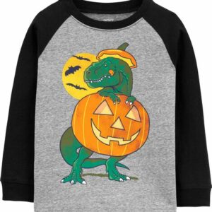 Halloween Dinosaur Raglan Jersey Tee