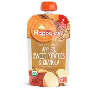 Happy Baby Clearly Crafted Organic Food Pouch Apples, Sweet Potatoes & Granola - 4.0 oz