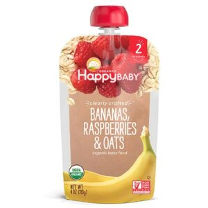 Happy Baby Clearly Crafted Organic Food Pouch Banana Raspberries & Oats - 4.0 oz