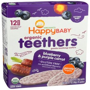 Happy Baby Gentle Teethers Organic Teething Wafers Blueberry & Purple Carrot - 0.14 oz x 12 pack