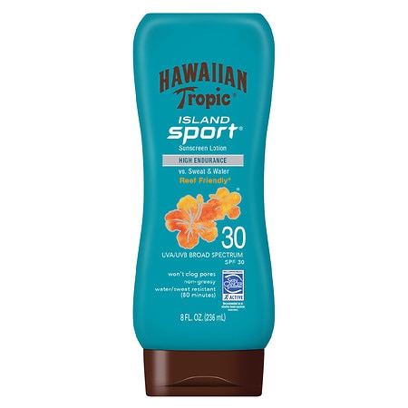 Hawaiian Tropic Island Sport Lotion Sunscreen SPF 30 Light Tropical - 8.0 fl oz