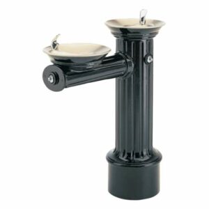 Haws 3511FR Floor Mounted Freeze Resistant Heavy Duty Historic Styling Bi-Level Drinking Fountain with Protective Powder-Coating Black Drinking Water