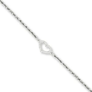 Heart Anklet 14K White Gold