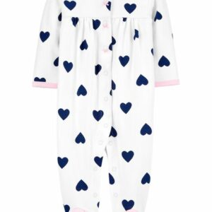 Heart Snap-Up Cotton Sleep & Play