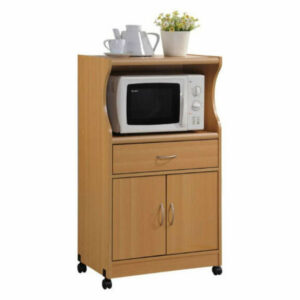 Hodedah Microwave Kitchen Cart in Beech