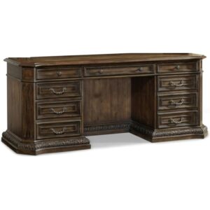 Hooker Furniture 5070-10464 Rhapsody 45" Wide Rustic Computer Credenza with Power Bar and USB Rustic Walnut Indoor Furniture Desks Executive