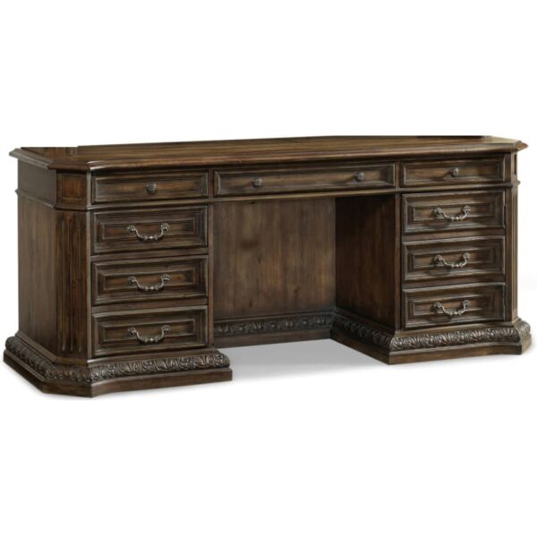 Hooker Furniture 5070-10464 Rhapsody 45" Wide Rustic Computer Credenza with Power Bar and USB Rustic Walnut Indoor Furniture Desks Executive