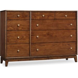 Hooker Furniture 5398-90002 Sans Serif 60" Wide 9 Drawer Mid-Century Modern Dresser from the Studio 7H Family Mid-Century Modern Walnut Indoor