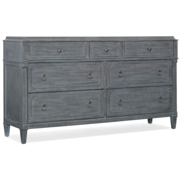 Hooker Furniture 5770-90002 Hamilton 66" Wide Seven Drawer Landscape Bedroom Dresser Gray Blue Indoor Furniture Storage Dresser