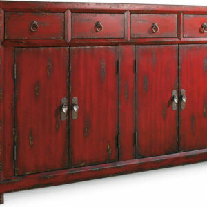 Hooker Furniture Living Room 58" Red Asian Cabinet