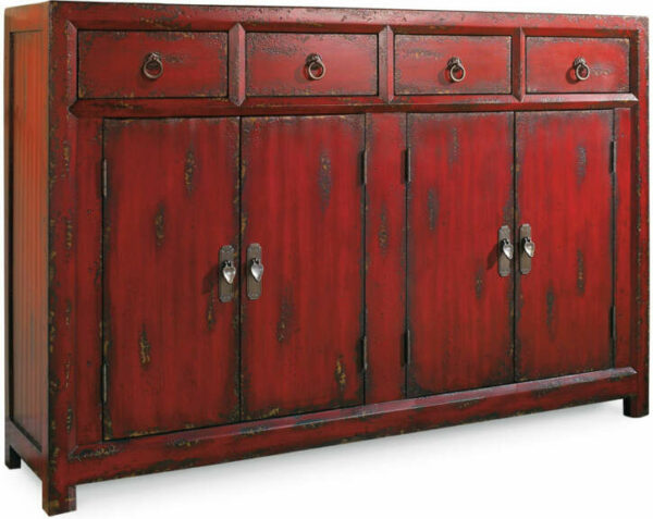 Hooker Furniture Living Room 58" Red Asian Cabinet