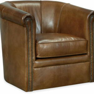 Hooker Furniture Living Room Axton Swivel Leather Club Chair