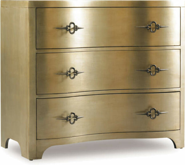 Hooker Furniture Living Room Sanctuary Three-Drawer Shaped Front Gold Chest