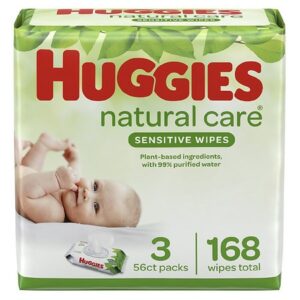 Huggies Natural Care Sensitive Baby Wipes Flip-Top Packs Fragrance Free - 56.0 ea x 3 pack