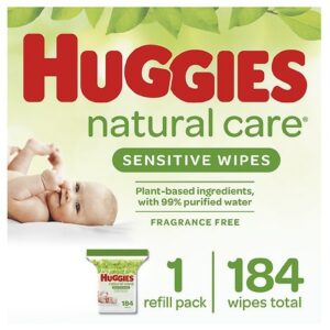 Huggies Natural Care Sensitive Baby Wipes, Unscented, 1 Refill Pack (184 Wipes Total) Fragrance Free - 184.0 ea