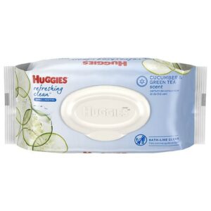 Huggies Refreshing Clean Scented Baby Wipes Disposable Flip-top Pack Cucumber & Green Tea - 56.0 ea