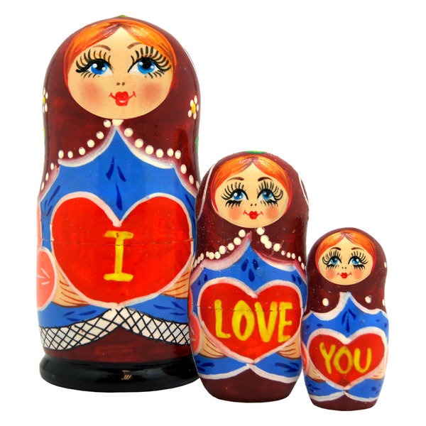 I Love You 3-piece nested Doll