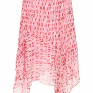 ISABEL MARANT ETOILE SOLEDA ASYMMETRIC PRINTED SKIRT 36 Pink, Red