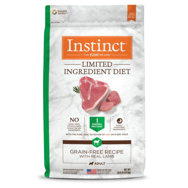 Instinct Limited Ingredient Diet Grain-Free Recipe with Real Lamb Freeze-Dried Raw Coated Dry Dog Food, 20 lbs.