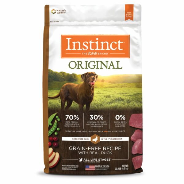 Instinct Original Grain-Free Recipe with Real Duck Freeze-Dried Raw Coated Dry Dog Food, 20 lbs.