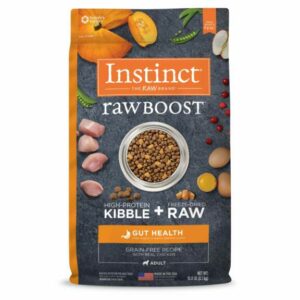 Instinct Raw Boost Gut Health Grain-Free Recipe with Real Chicken Dry Dog Food with Freeze-Dried Raw Pieces, 18 lbs.