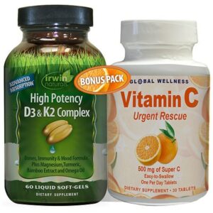 Irwin Naturals High Potency D3 & K2 Complex + Vitamin C Urgent Rescue Bonus Pack - 1.0 ea