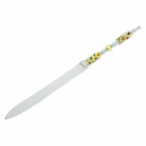 Italian Murano Glass Cake Knife - Gold Millefiori