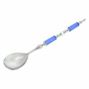 Italian Murano Glass Salad Spoon - Silver Blue