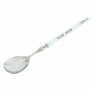 Italian Murano Glass Salad Spoon - Silver White