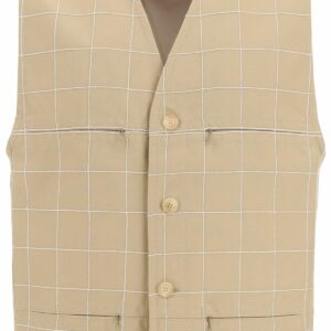 JACQUEMUS EMBROIDERED CHECK VEST 48 Beige