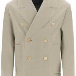 JACQUEMUS LE CABAN DOUBLE-BREASTED JACKET 48 Beige Wool