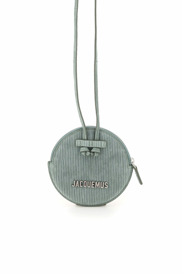 JACQUEMUS LE PITCHOU ROUND POUCH WITH SHOULDER STRAP OS Green, Light blue, Khaki Leather