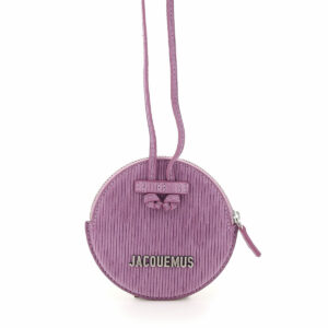 JACQUEMUS LE PITCHOU ROUND POUCH WITH SHOULDER STRAP OS Purple Leather