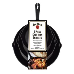 Jim Beam Set Of 3 Cast Iron Skillets