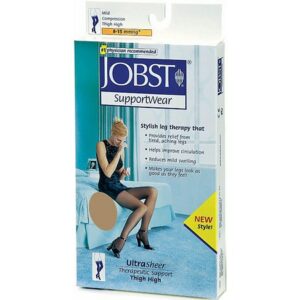 Jobst Women's UltraSheer Thigh High Hosiery (Mild) 8-15 mm Silky Beige - 1.0 pr