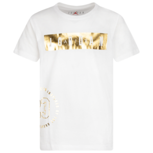 Jordan Boys Jordan AJ Highlight T-Shirt - Boys' Grade School White/Gold Size M