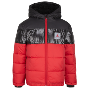 Jordan Boys Jordan Bold Stripe Puffer - Boys' Grade School Red/Black Size S