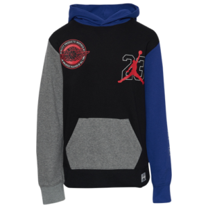 Jordan Boys Jordan Brand of Flight Hoodie - Boys' Grade School Black/Deep Royal/University Gold Size S