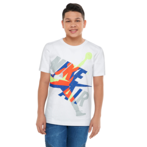 Jordan Boys Jordan Jumpman Oversized Classic Graphic T-Shirt - Boys' Grade School White/Infrared/Ghost Green/Game Royal Size L