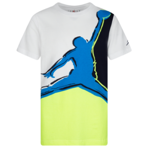 Jordan Boys Jordan Painted Jumpman T-Shirt - Boys' Grade School White/Blue Size XL