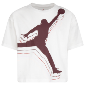 Jordan Girls Jordan Lux Court Jumpman T-Shirt - Girls' Preschool White/Maroon Size 5