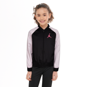 Jordan Girls Jordan Open Lane Shine Bomber Jacket - Girls' Grade School Black/Pink Foam/White/Digital Pink Size L