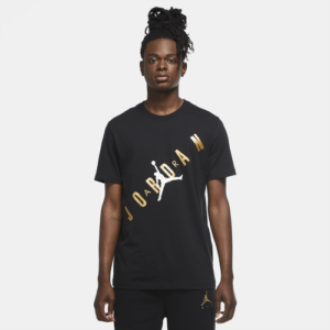 Jordan Mens Jordan HBR Stretch T-Shirt - Mens Black/Metallic Gold/White Size S