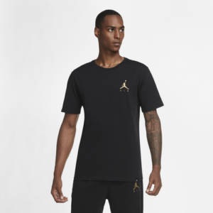 Jordan Mens Jordan Jumpman Air Embroidered T-Shirt - Mens Black/Club Gold Size S